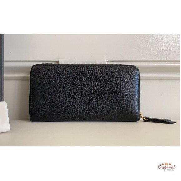 Authentic GUCCI Black Pebbled Leather Double G Metal Zip Around Long Wallet - Picture 3 of 13